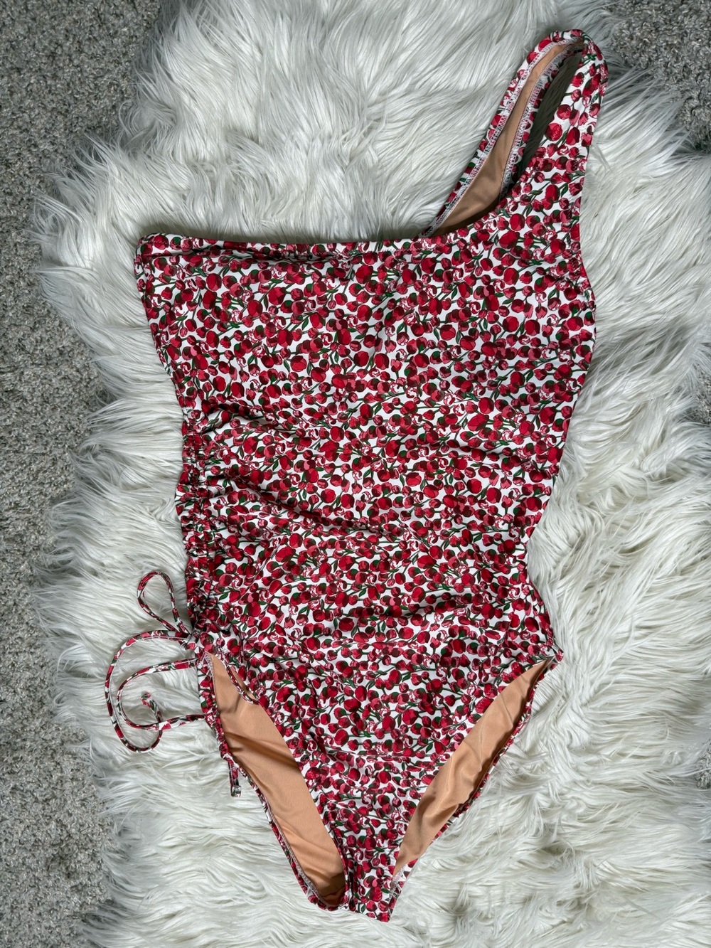 J. Crew Liberty Fabric One Shoulder Red Swimsuit One Piece Sz 8